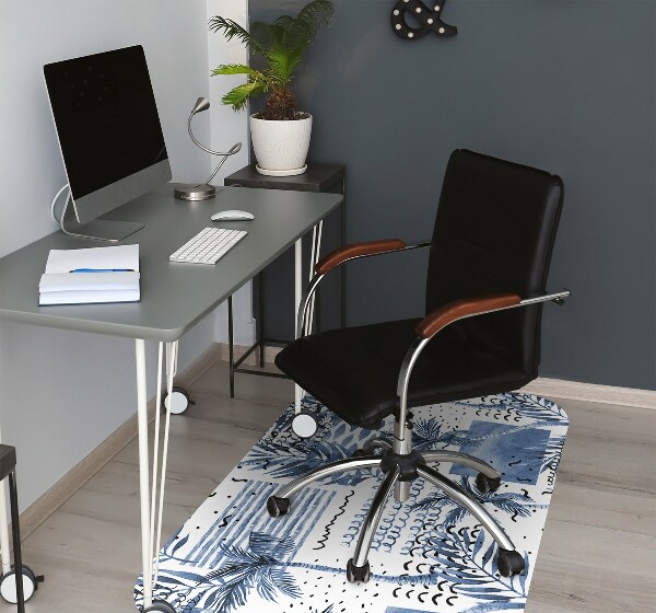 Tapis de chaise de bureau Paume bleue