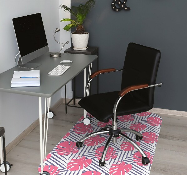 Tapis bureau Feuilles roses