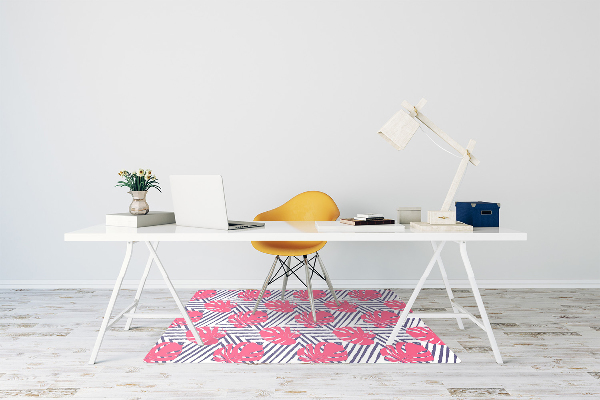 Tapis bureau Feuilles roses