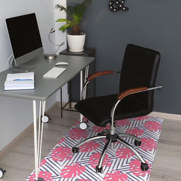 Tapis bureau Feuilles roses