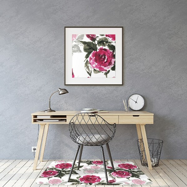 Tapis bureau Roses peintes