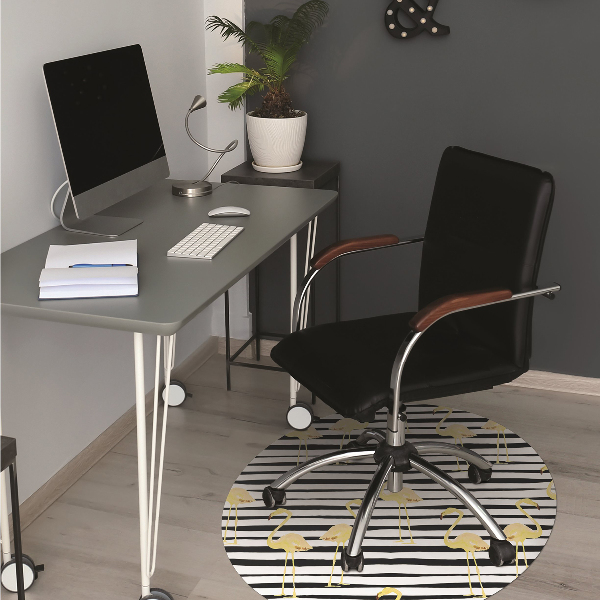 Tapis pour chaise de bureau Flaminingos dorés