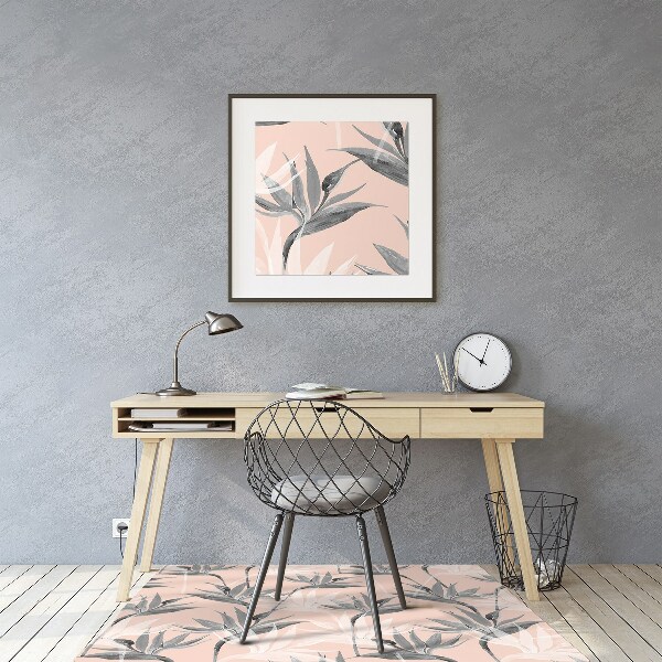Tapis protection sol Fleurs noires et blanches