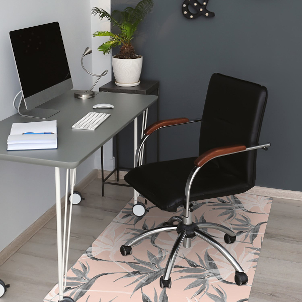 Tapis protection sol Fleurs noires et blanches
