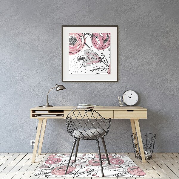 Tapis pour chaise de bureau Pastel roses art