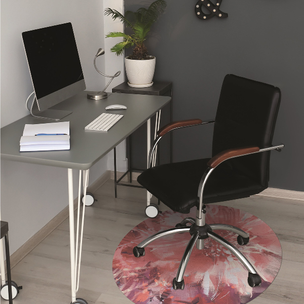 Tapis pour chaise de bureau fleur rouge