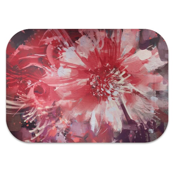 Tapis pour chaise de bureau fleur rouge