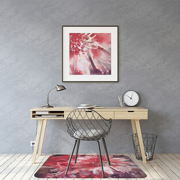 Tapis pour chaise de bureau fleur rouge