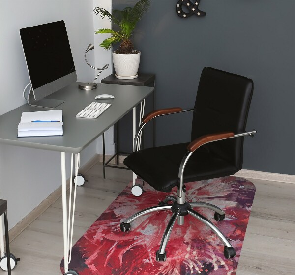 Tapis pour chaise de bureau fleur rouge