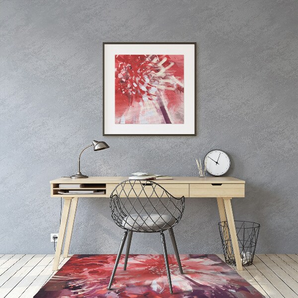 Tapis pour chaise de bureau fleur rouge