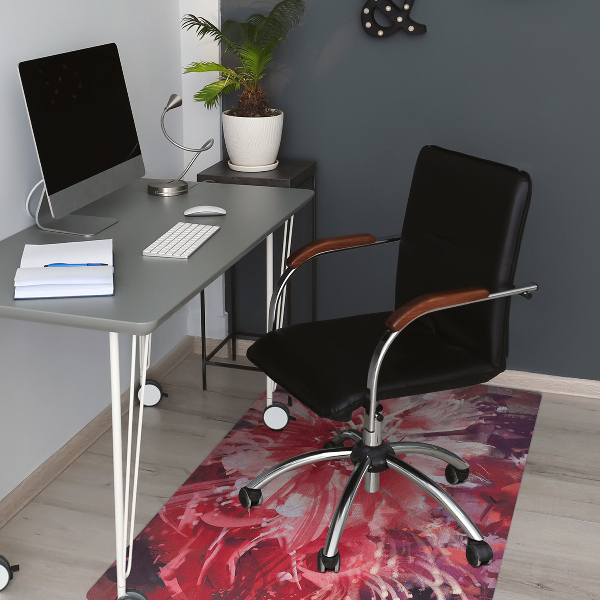 Tapis pour chaise de bureau fleur rouge