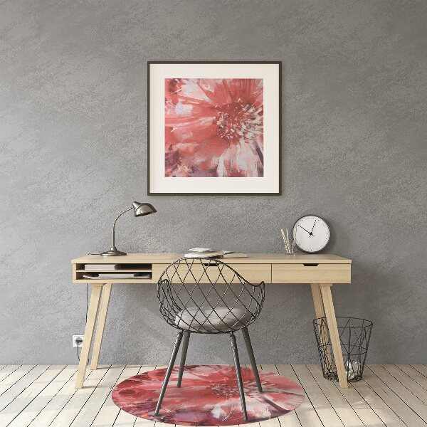 Tapis pour chaise de bureau fleur rouge