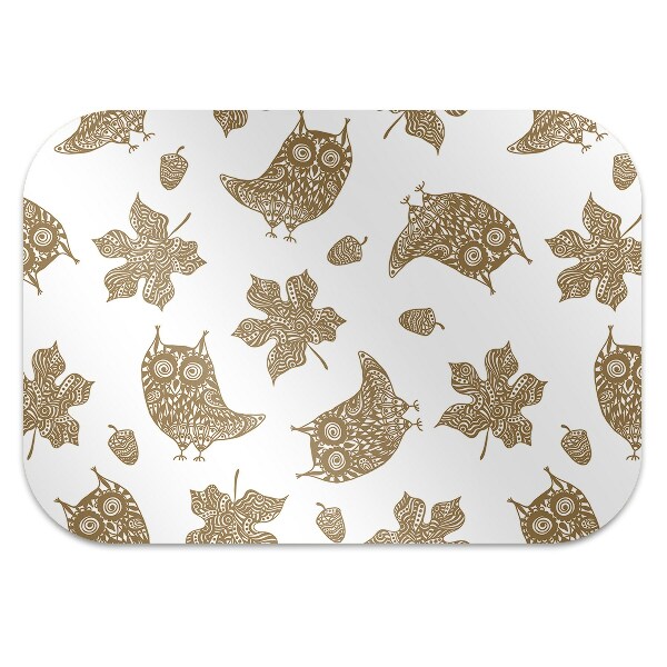Tapis bureau Feuilles et hiboux