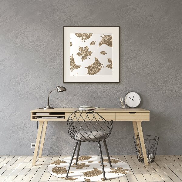 Tapis bureau Feuilles et hiboux