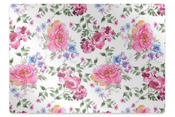 Tapis bureau Fleurs roses