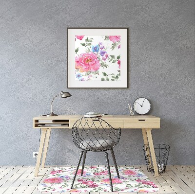 Tapis bureau Fleurs roses