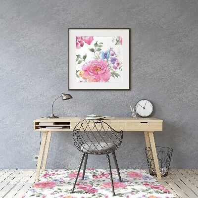 Tapis bureau Fleurs roses