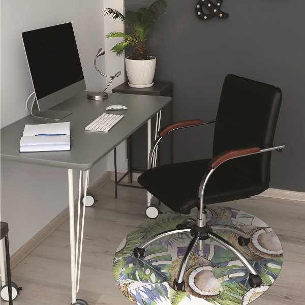 Tapis de chaise de bureau Noix de coco et feuilles