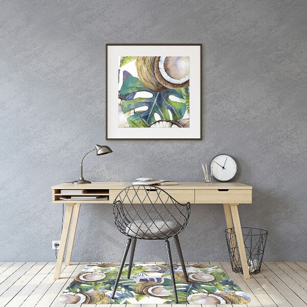 Tapis de chaise de bureau Noix de coco et feuilles