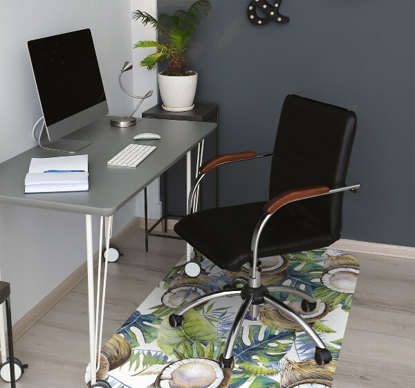 Tapis de chaise de bureau Noix de coco et feuilles