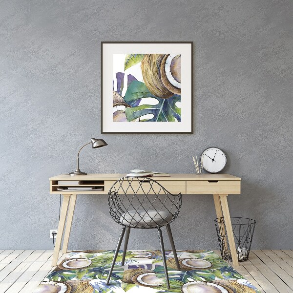 Tapis de chaise de bureau Noix de coco et feuilles