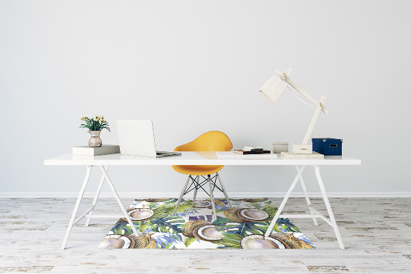 Tapis de chaise de bureau Noix de coco et feuilles