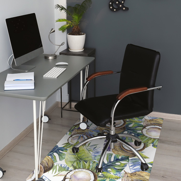 Tapis de chaise de bureau Noix de coco et feuilles