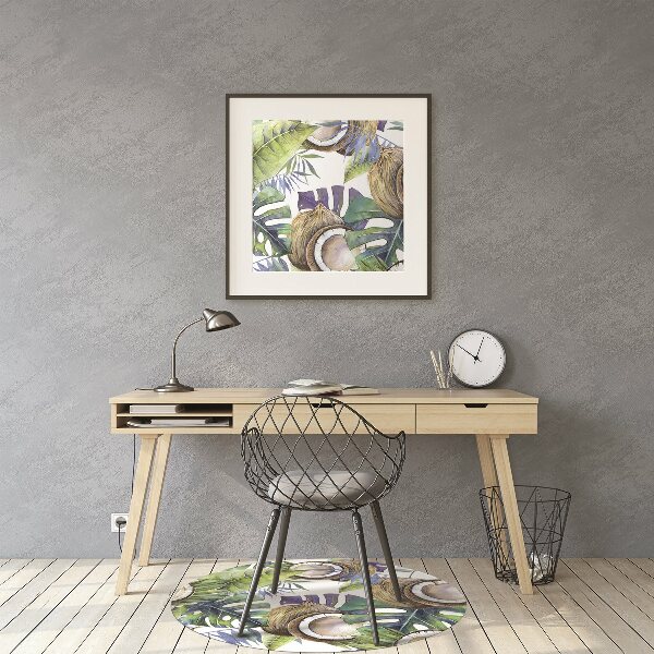 Tapis de chaise de bureau Noix de coco et feuilles