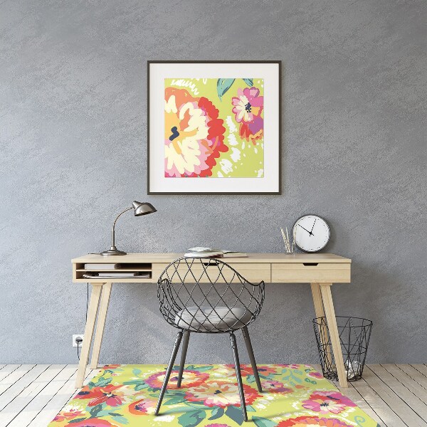 Tapis de chaise de bureau Fleurs colorées