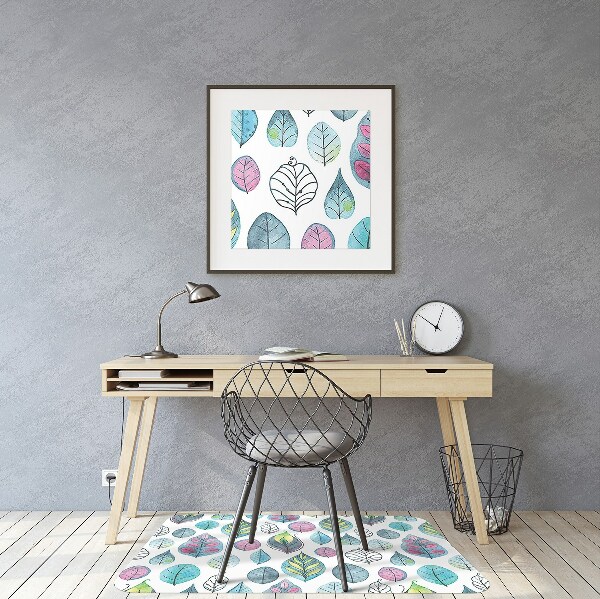 Tapis pour chaise de bureau Feuilles de dessin animé