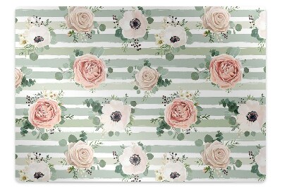 Tapis bureau Roses rayées