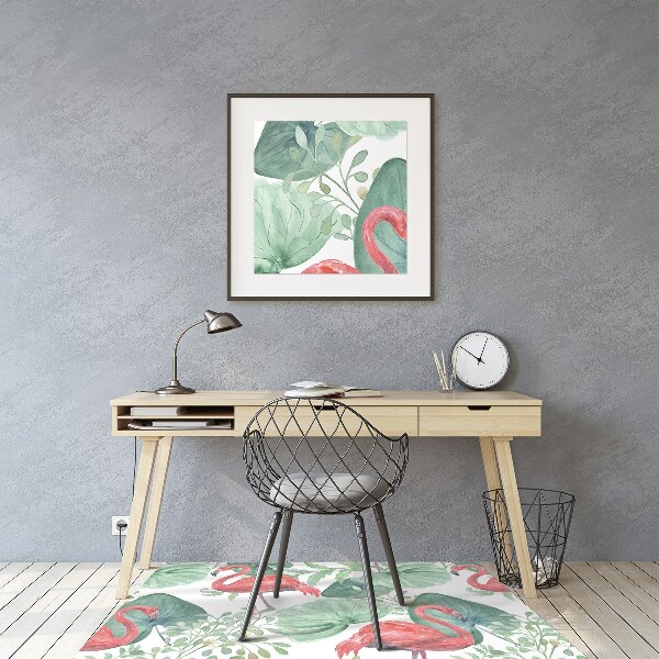 Tapis protection sol Flamingos exotiques