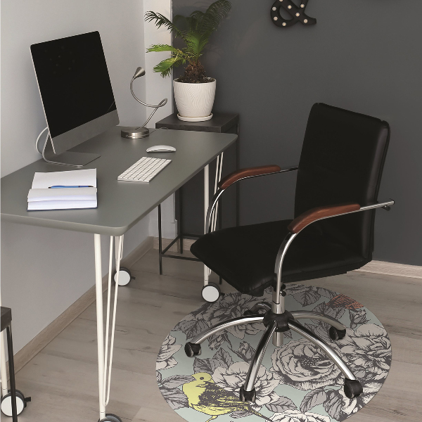 Tapis de chaise Roses et oiseaux