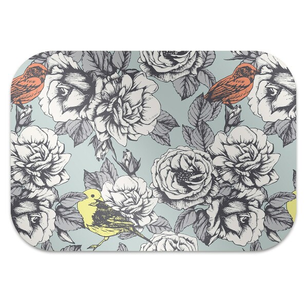 Tapis de chaise Roses et oiseaux