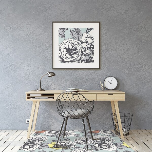 Tapis de chaise Roses et oiseaux