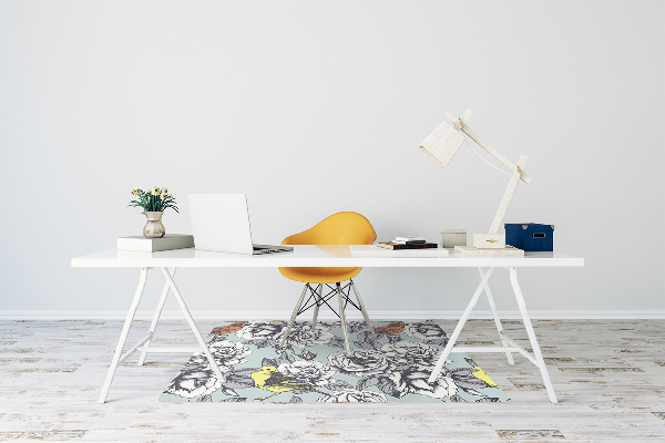 Tapis de chaise Roses et oiseaux