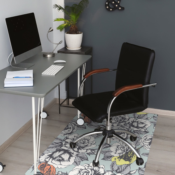 Tapis de chaise Roses et oiseaux