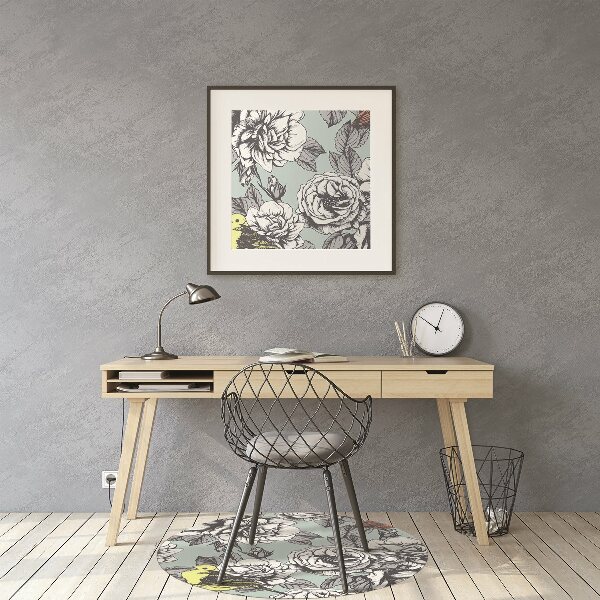 Tapis de chaise Roses et oiseaux