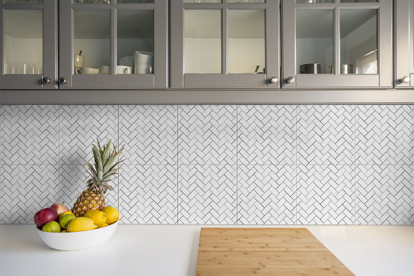 Carreaux PCV mural sol Chevron blanc