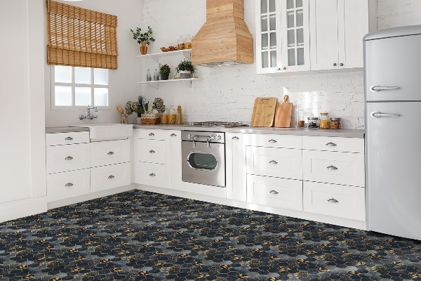 Carreaux vinyle Feuilles et hexagones