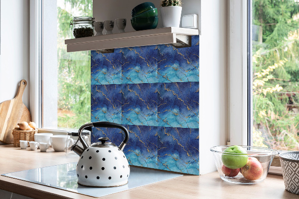Carreaux de vinyle auto-adhésifs Marbre bleu