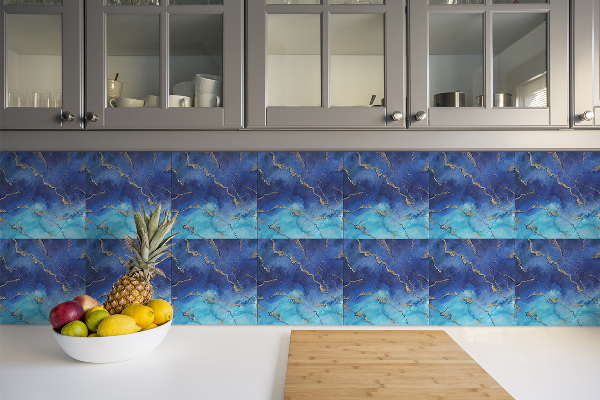 Carreaux de vinyle auto-adhésifs Marbre bleu