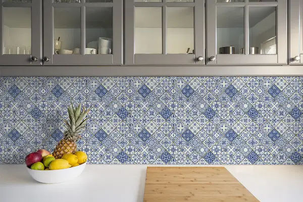 Carreaux de vinyle auto-adhésifs Motif bleu portugais