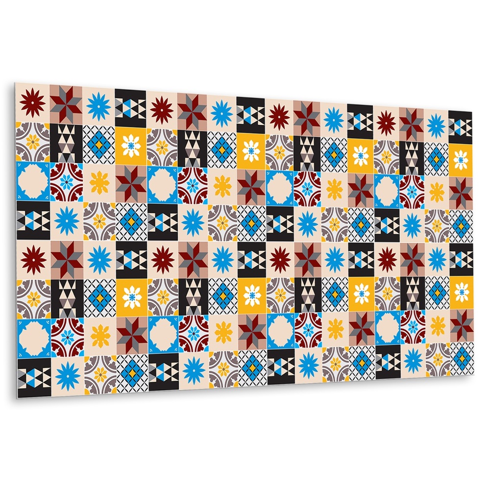 Panneau Mosaïque Mural Arabe - Céramique Peinte à La Main - Dosseret De Cuisine - Tunisie