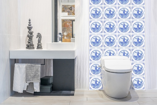 Revêtement mural salle de bain Moulin à vent de style azulejos