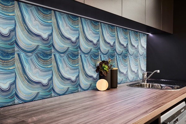 Panneau mural salle de bain Section de croix d'agate décorative