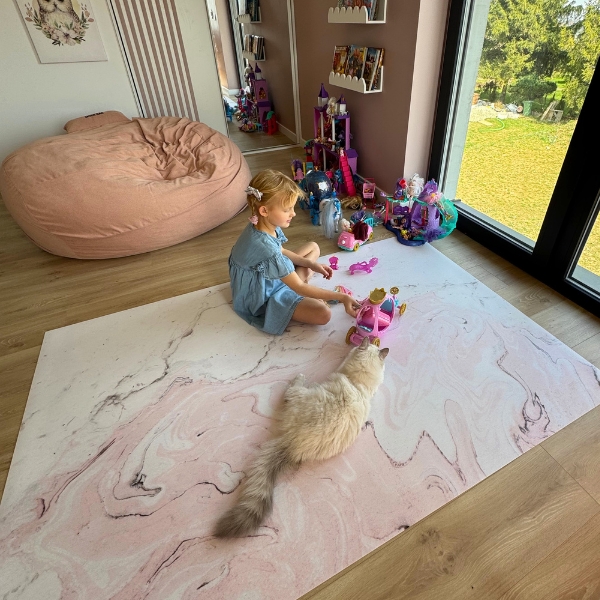 Tapis en vinyle Marbre blanc et rose