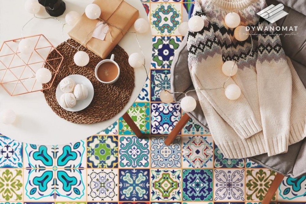 Figures géométriques sur tapis en vinyle